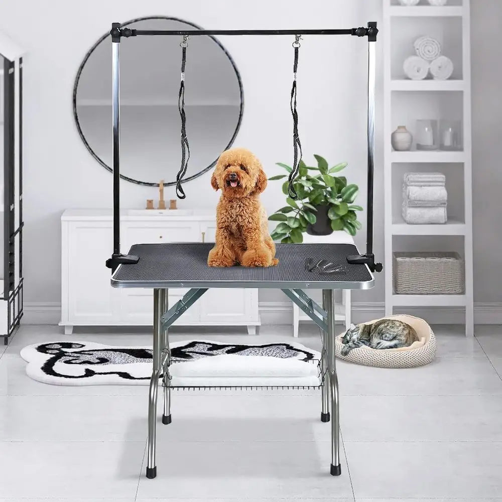 42 Inch Proional Adjustable Pet Grooming Table Heavy Duty with Arm Noose & Mesh Tray or Dog Cat Shower Table Maximum acity Up to