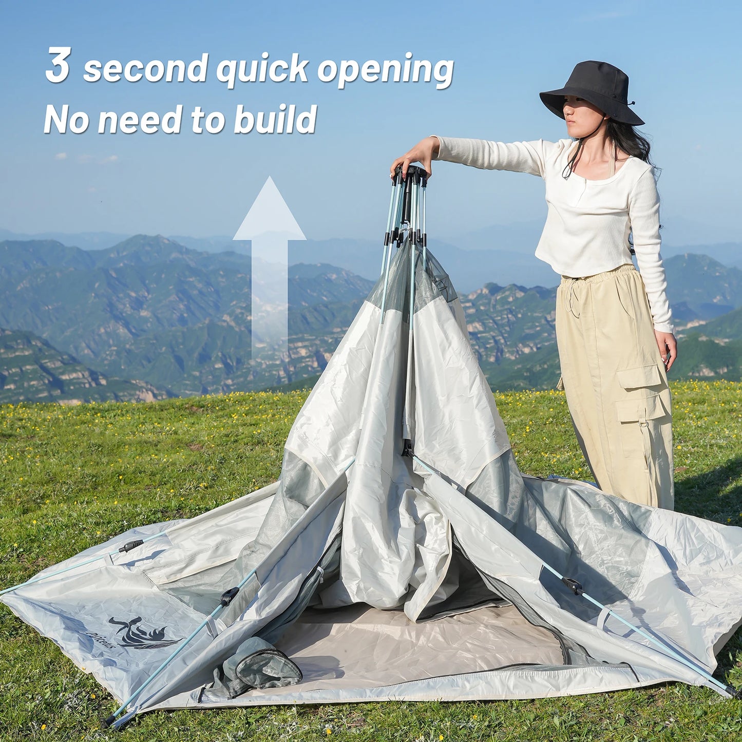 Pakicetus Hexagonal Quick Set Camping Tent With Ventilation