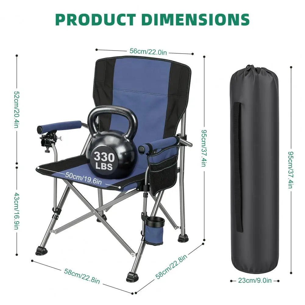Folding Fishing Chair With Rod Holder Cup Holder And Pocket