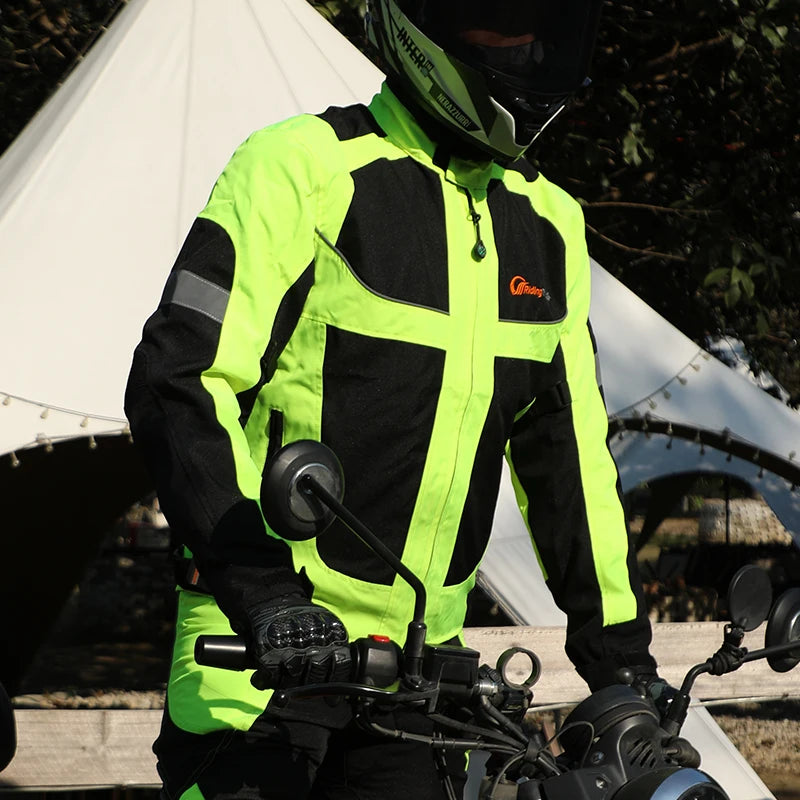 Motorcycle reflective night-time wear jacket, motorcycle protective gear pad jacket.