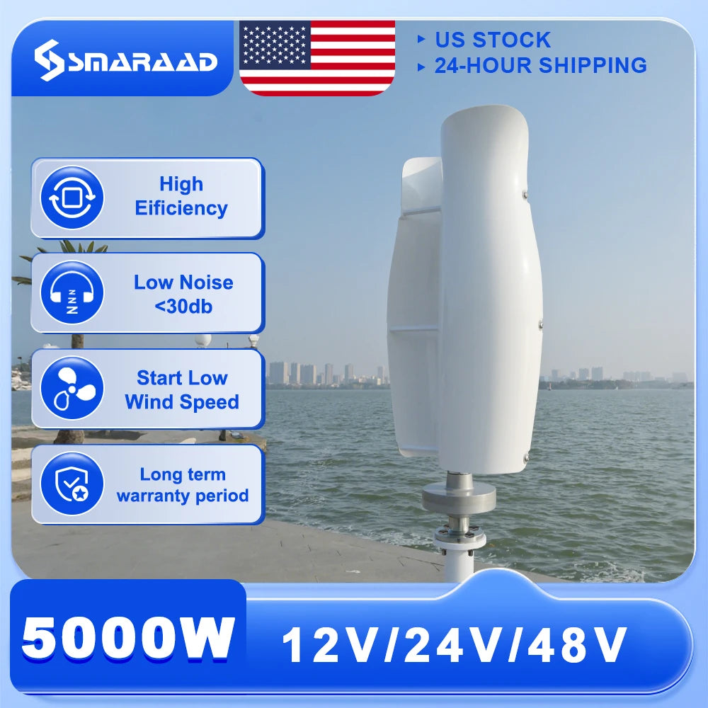 Vertical Wind Turbine 5000W 12V/24V/48V PM Generator Controller