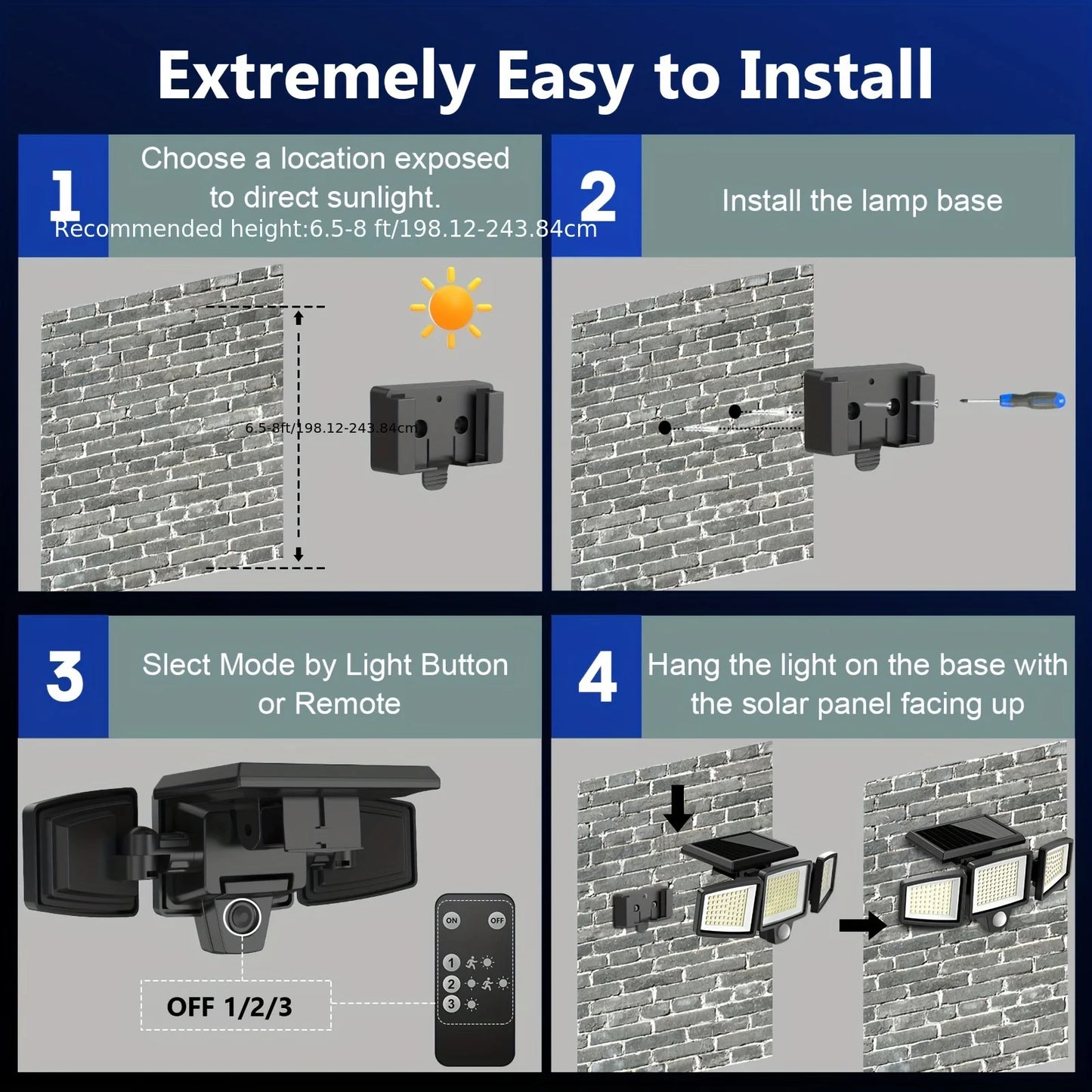 3 Pack Outdoor Solar Lights, 2800LM, 1400mAh Battery Capacity, Motion Sensor Security Lights for Porch, Garage, Yard Entrance, Patio
