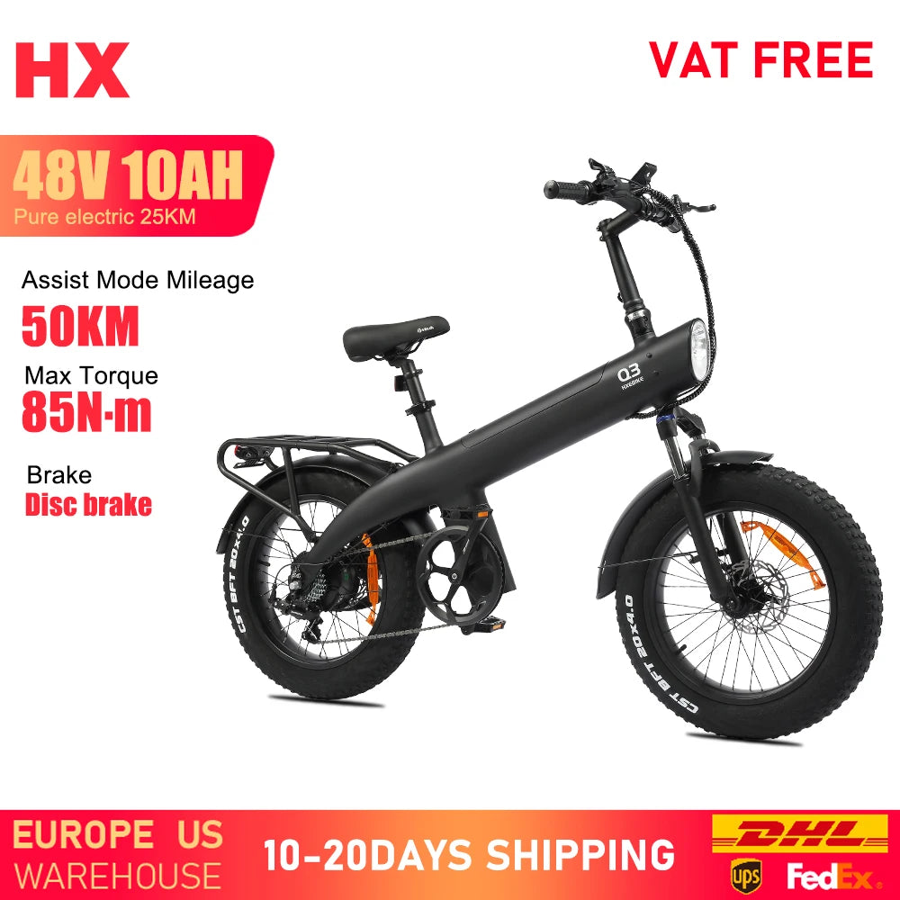 HX Q3 E Bike Electric Bike 48V 20AH Adult E Bike 20Inch Tire Off-Road Fatbike City Electric Bicycle Mountain E Bikes