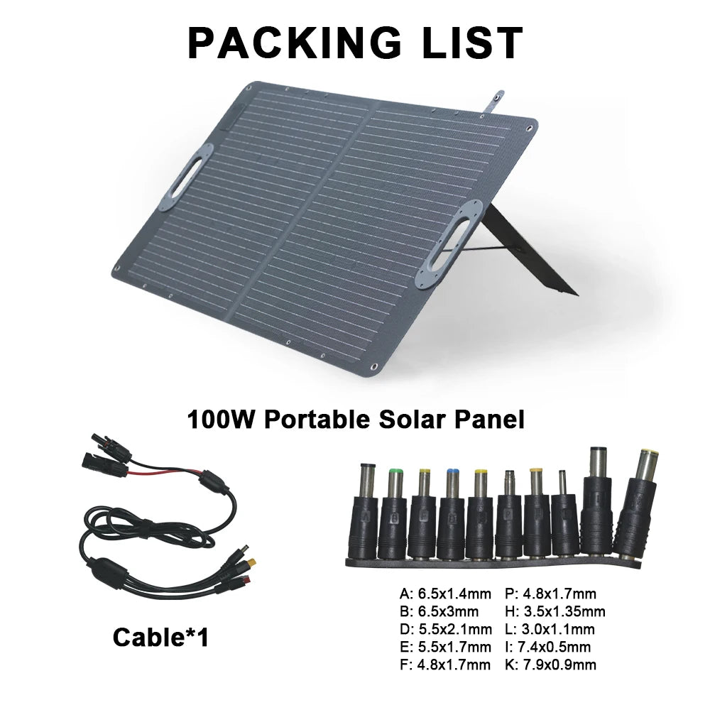 Camping 100W Solar Panel Complete Kit Foldable Portable Generator Battery Energy Built-in MPPT Comtroller System Waterproof