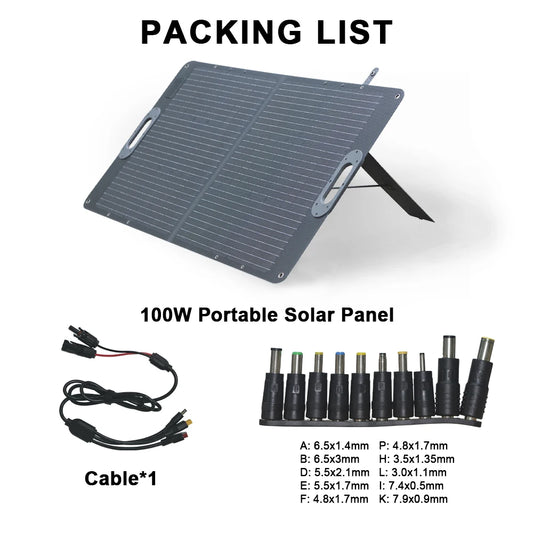 Camping 100W Solar Panel Complete Kit Foldable Portable Generator Battery Energy Built-in MPPT Comtroller System Waterproof