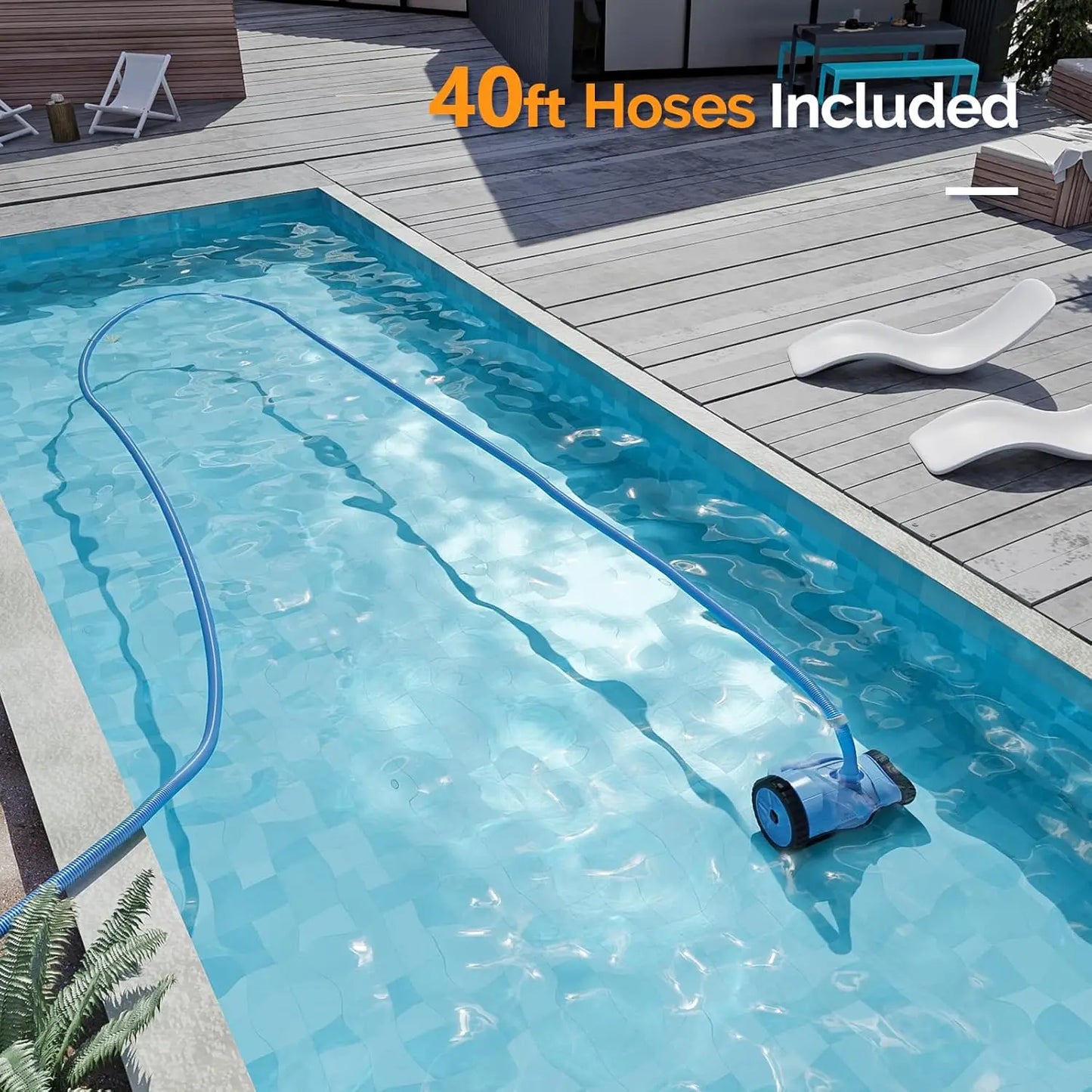 Pool Vacuum Cleaner, Suction Side Wall-Climbing Sweeper for Ground&Inground Pools,  39.6ft Tangle-Free Hose