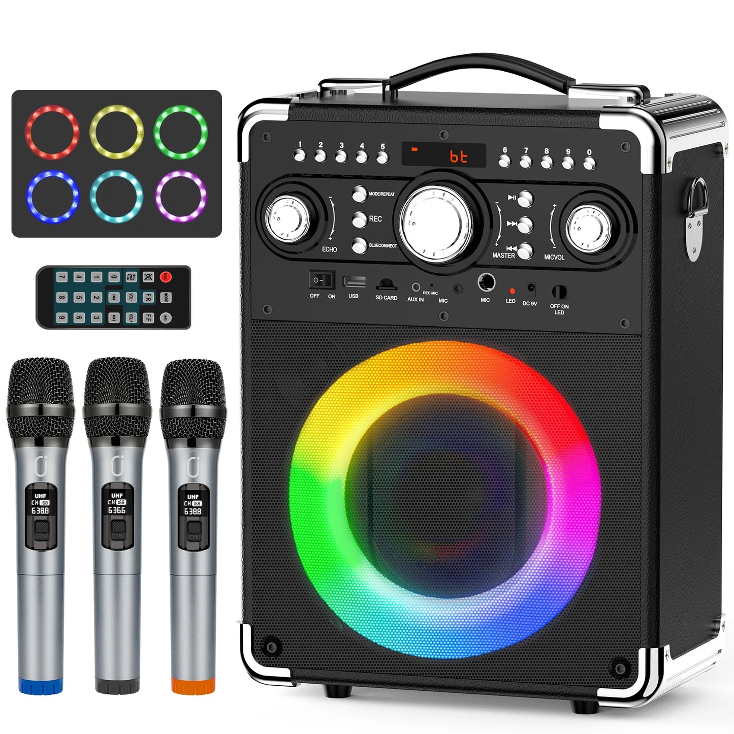FanFun S8-T Karaoke Bluetooth Speaker With 3 Microphones