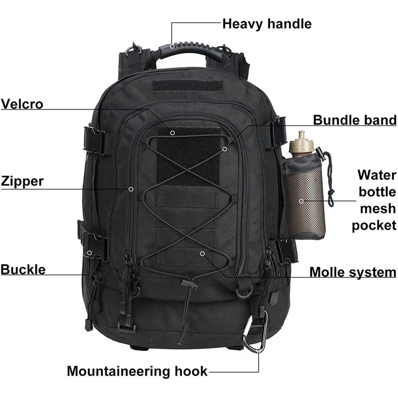 60L Military Backpack Army Molle  Rucksack Outdoor Travel Hiking Rucksacks Camping Hunting mochila hombre