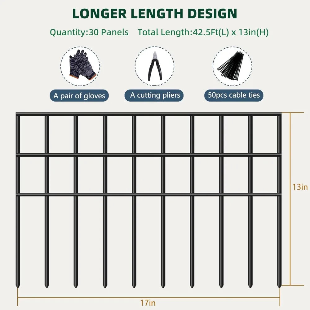 No Dig Garden Fence Kit 42.5ft 30 Panels Dog Rabbit Barrier