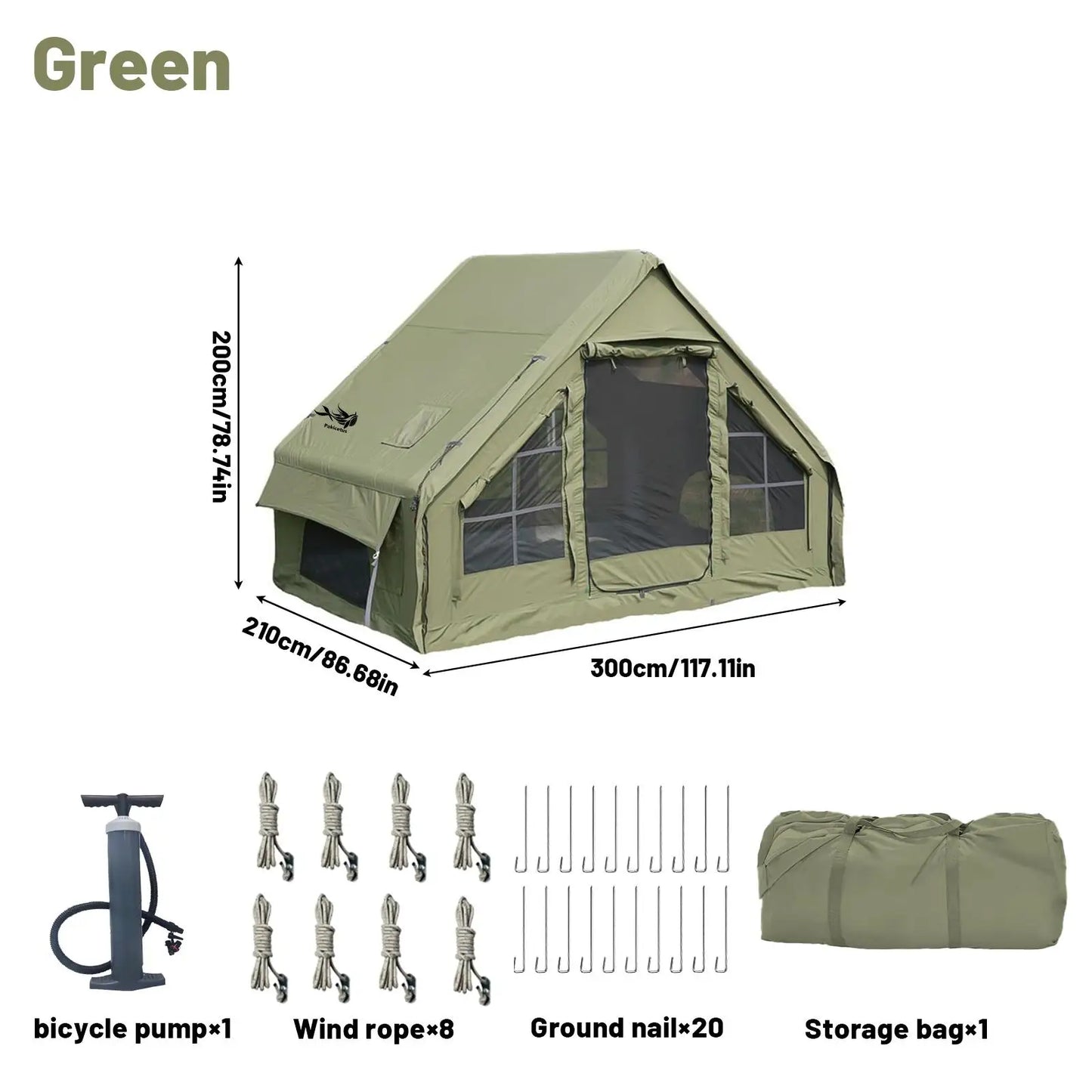 Pakicetus Inflatable Camping Tent 4-8 Person Quick Setup Stove Jack