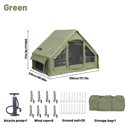 Pakicetus Inflatable Camping Tent 4-8 Person Quick Setup Stove Jack