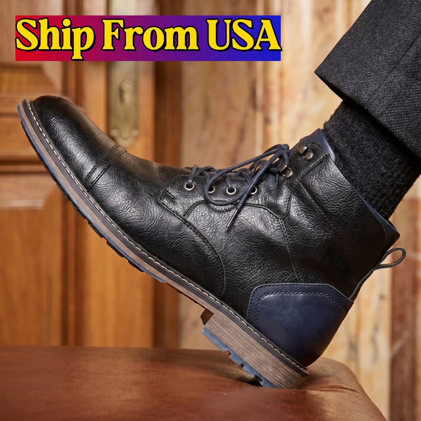 Classical Men Boots 2026 Fashion Comfortable Spring Leather Boots with Zipper