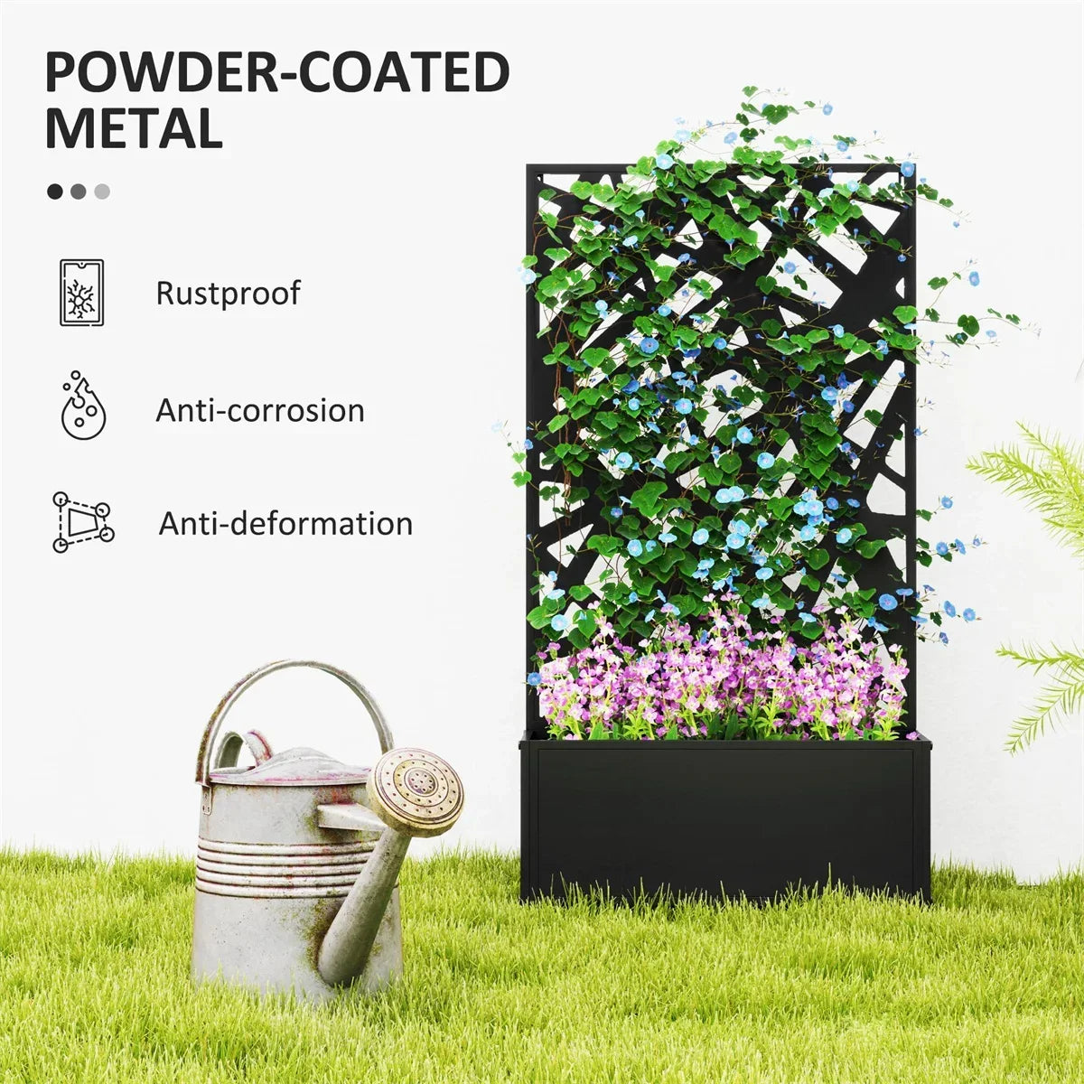 Garden Bed Galvanized Planter With Privacy Panel Outdoor Raised