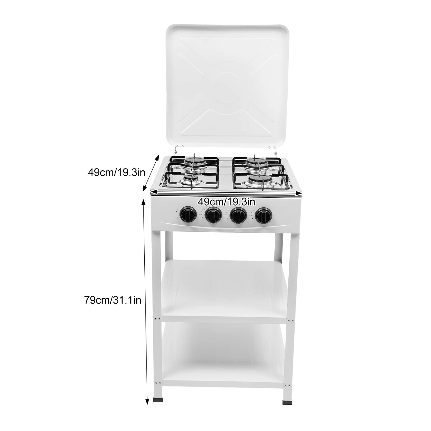 Four Burner Propane Camping Stove With Removable Smokeless Grill
