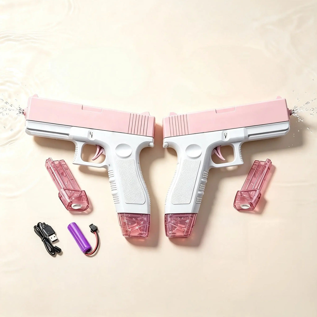 Electric Water Gun Toy With Continuous Firing And Dual Magazines