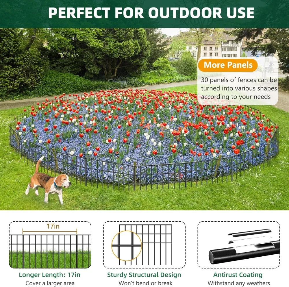 No Dig Garden Fence Kit 42.5ft 30 Panels Dog Rabbit Barrier