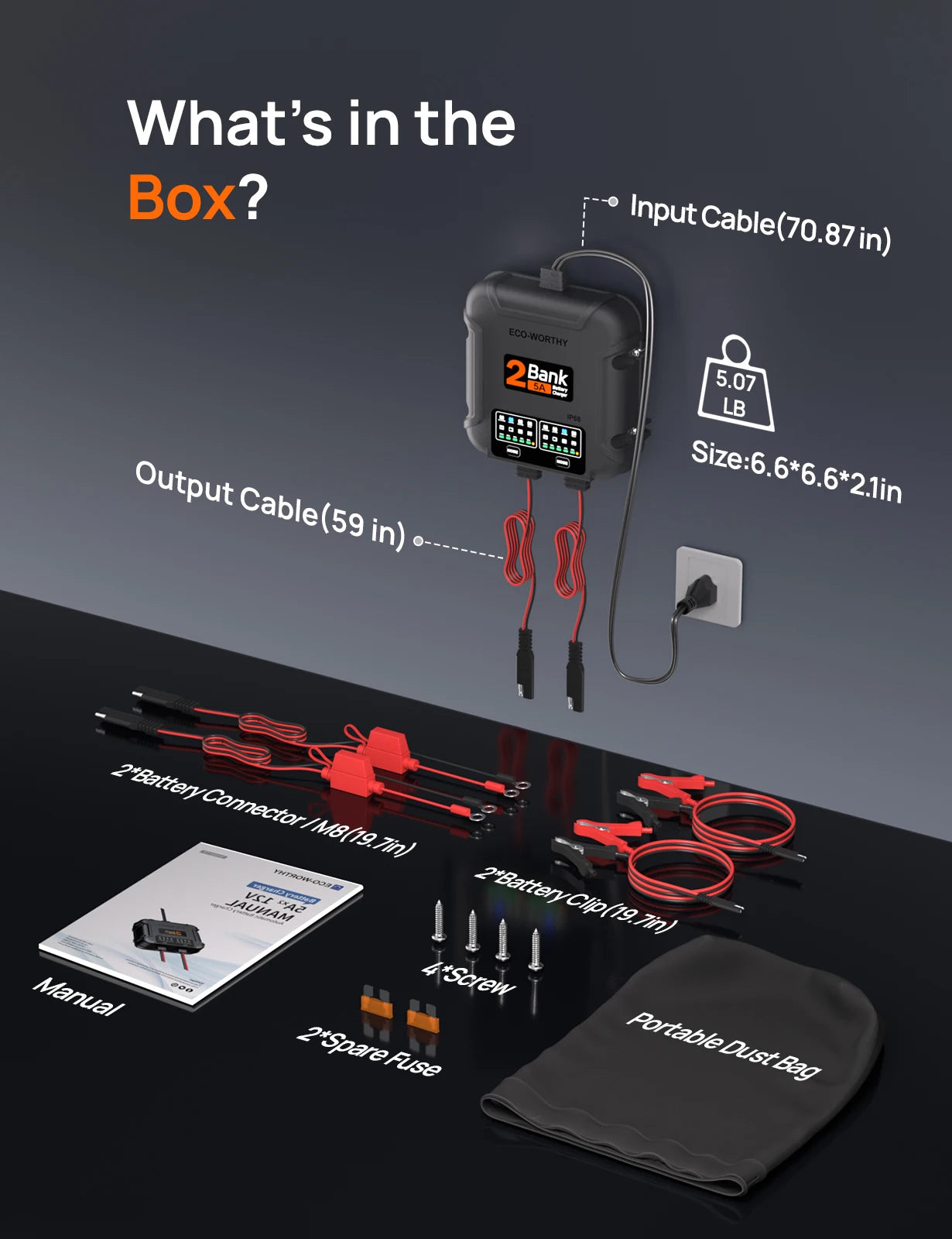 Eco Worthy Dual Bank Marine Battery Charger 12V 10A