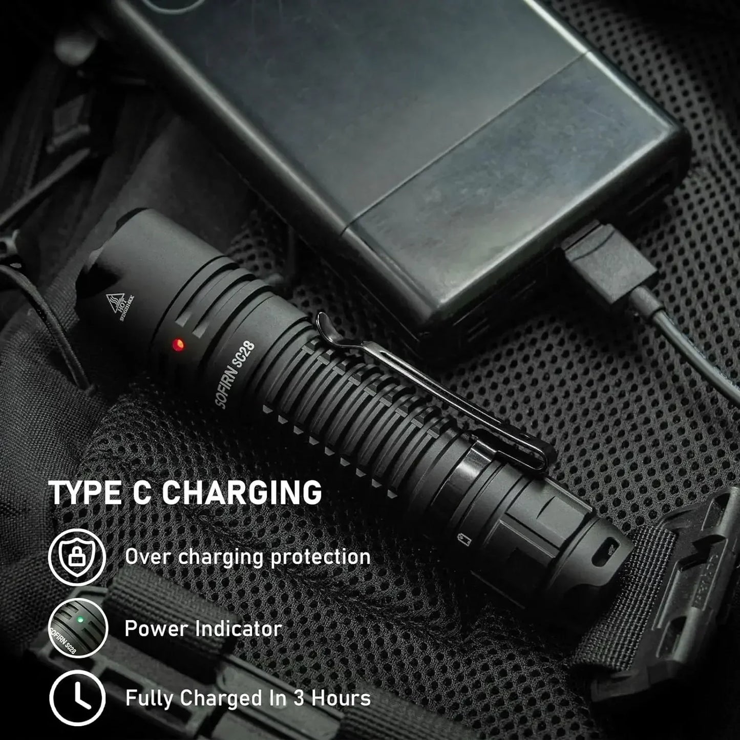Sofirn SC28 2800Lm Powerful 21700 Rechargeable XHP50B HD LED Type-C Flashlight Protable Torch EDC Flash Light IPX8 for Camping