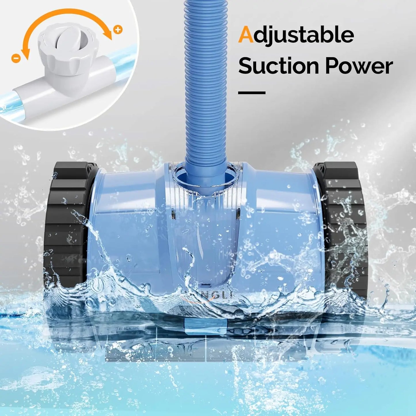 Pool Vacuum Cleaner, Suction Side Wall-Climbing Sweeper for Ground&Inground Pools,  39.6ft Tangle-Free Hose