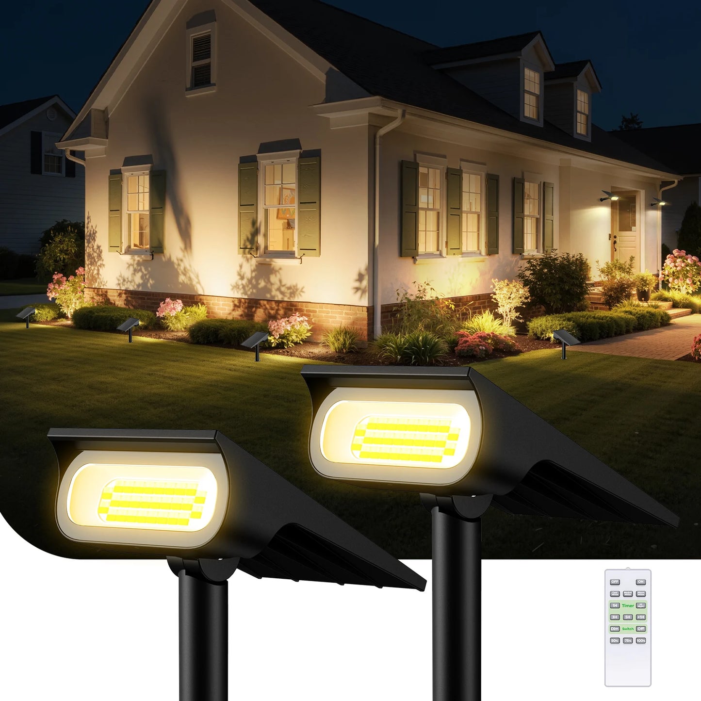 Intelamp 3 Color Modes Solar Spot Lights Garden Landscape