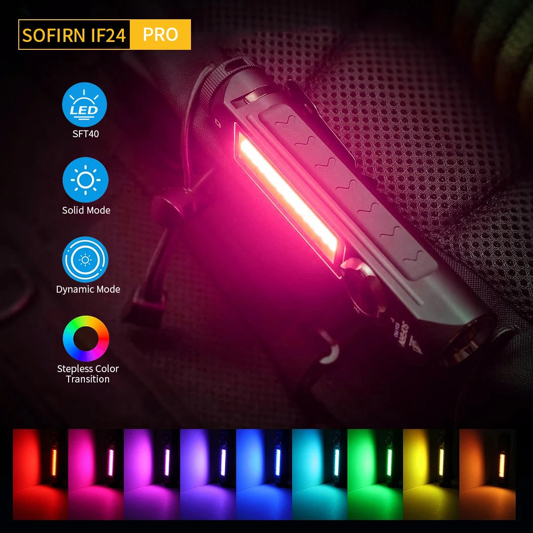 Clearance SOFIRN IF24 RGB Powerful 2000Lm Flashlight 18650 Rechargeable Rotary Switch Torch with Magnetic Tailcap for Outdoor
