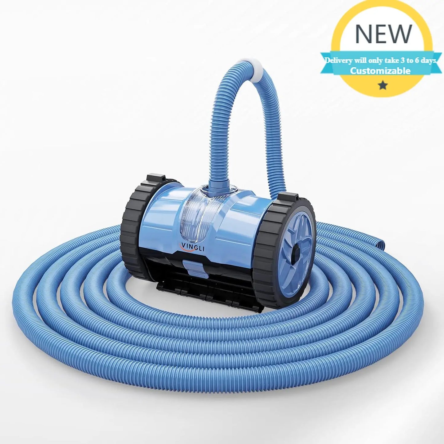 Pool Vacuum Cleaner, Suction Side Wall-Climbing Sweeper for Ground&Inground Pools,  39.6ft Tangle-Free Hose