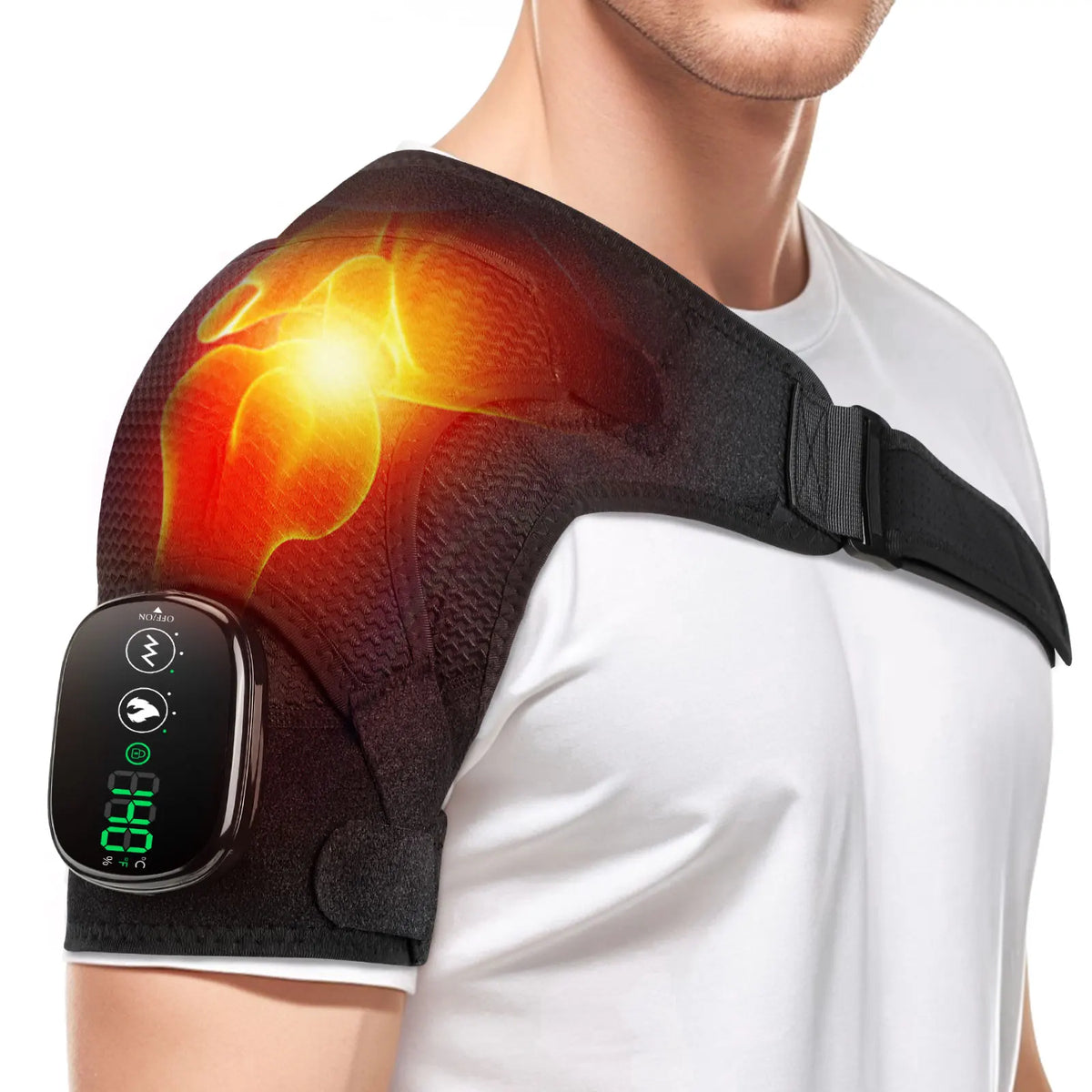 Rechargeable Electric Heating Shoulder Massage Wrap With LED Hot Compress