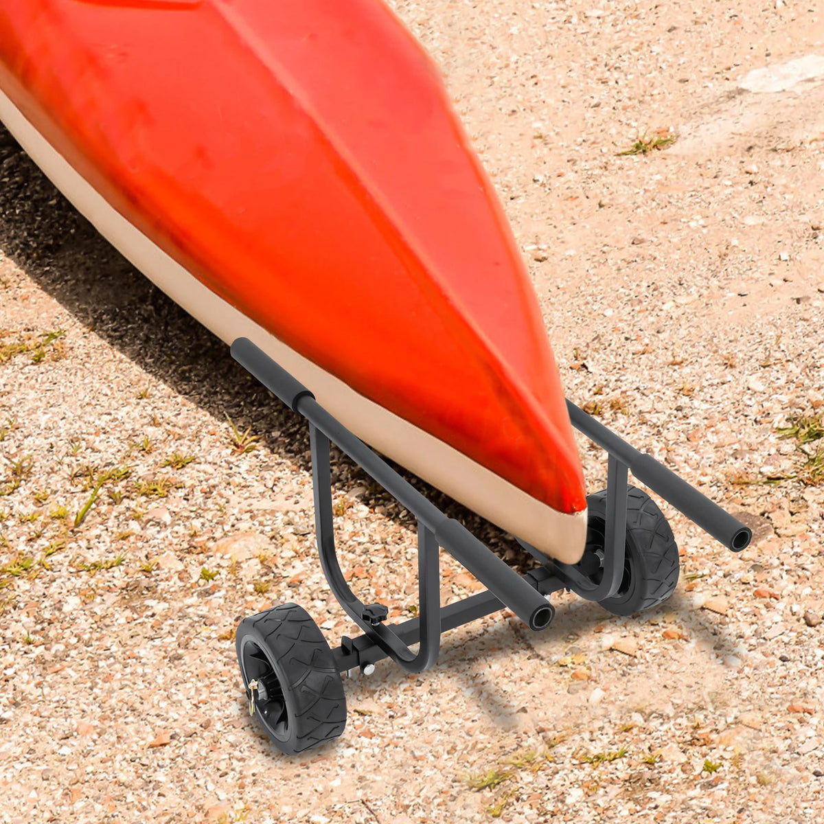 Boat Dolly Cart Kayak Canoe Transport Carrier 100kg Heavy Duty Stainless Steel Folding Trailer with 8in Beach Wheels Adjustable Width Security Straps for Fishing Small Sailboat SUP