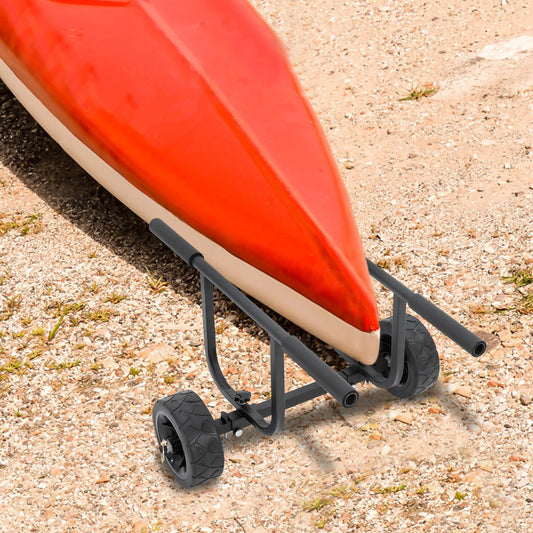 Boat Dolly Cart Kayak Canoe Transport Carrier 100kg Heavy Duty Stainless Steel Folding Trailer with 8in Beach Wheels Adjustable Width Security Straps for Fishing Small Sailboat SUP