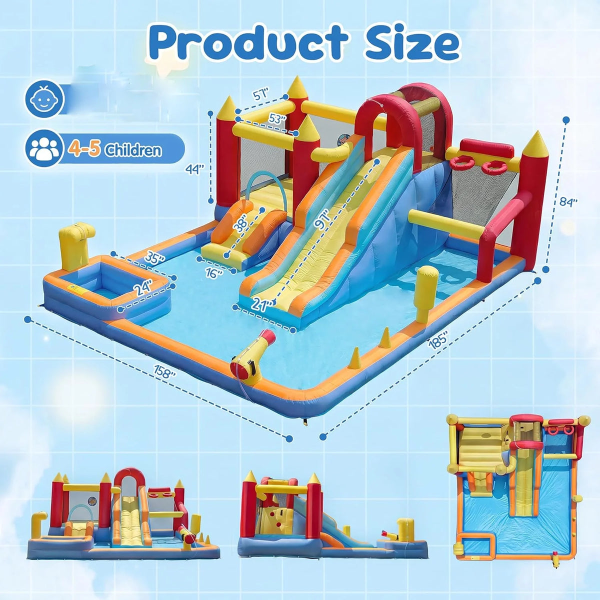 Kids Jump And Slide Inflatable Bouncer With Heavy Duty Blower
