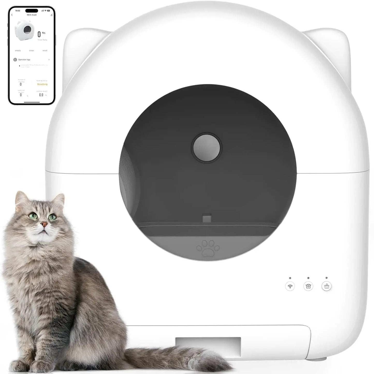 Self Cleaning Litter Box, 76L Automatic Cat Litter Box Self Cleaning for Multiple Cats, APP Control Safe Low Noise, Customized