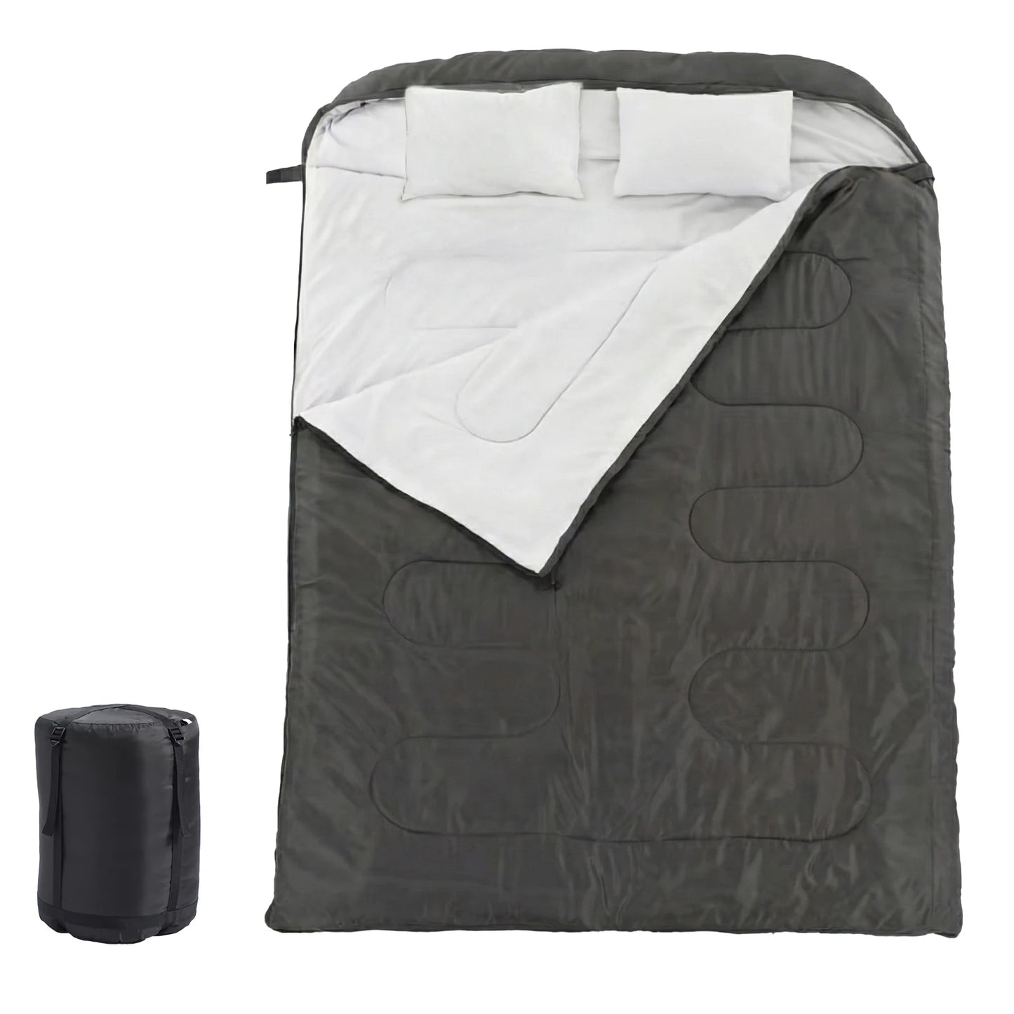 JHK Double Sleeping Bag for Adults with Pillow Lightweight 3 Season Portable Compact Sleeping Bag for 2 Person Hiking Fishing
