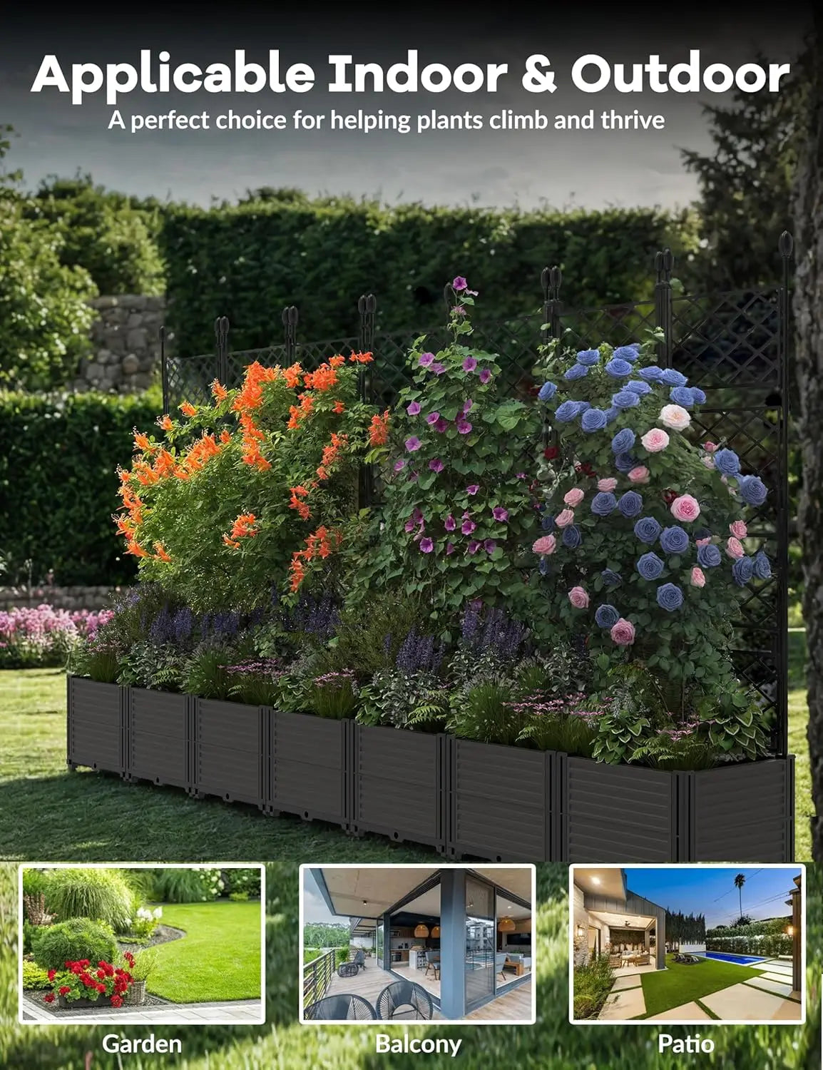 TWISTER.CK Self Watering Planter Box With Integrated Garden Trellis