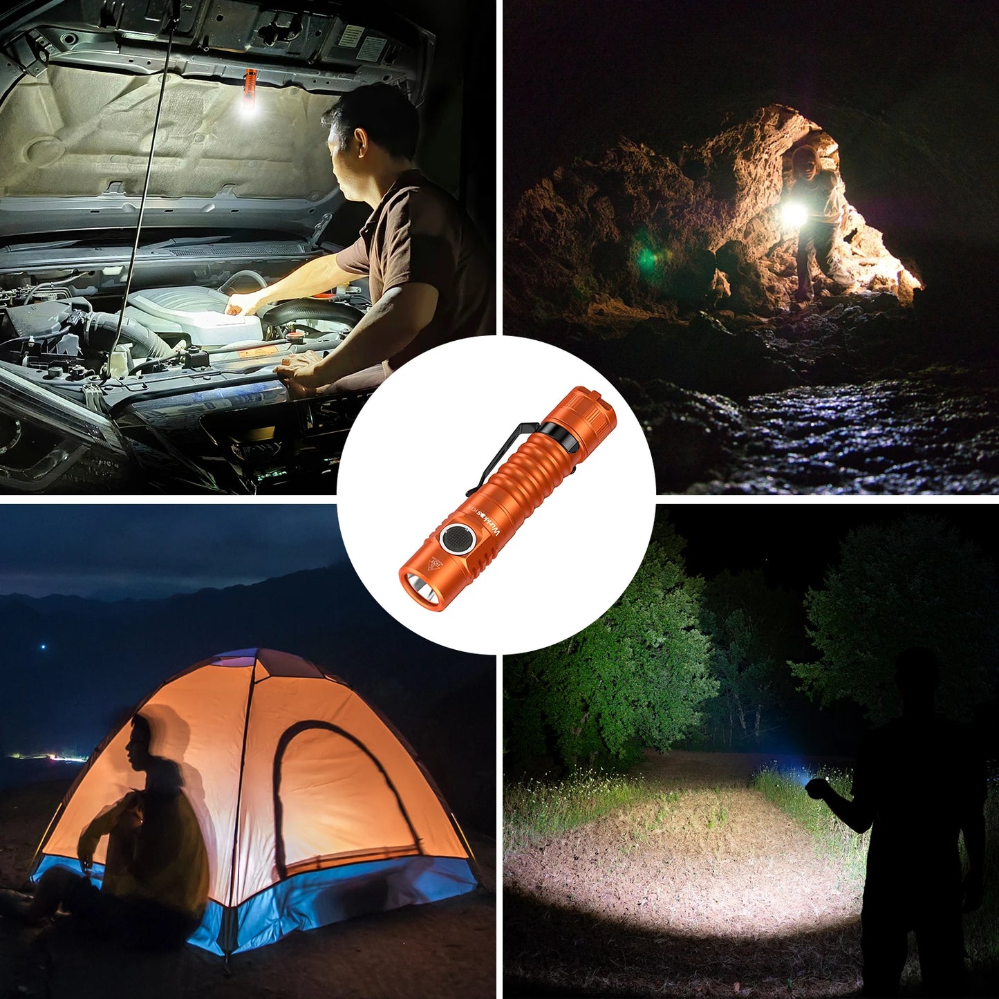 Wurkkos FC11C Mini High 1300LM EDC Flashlight USB-C Rechargeable IPX7 Waterproof Torch with Magnetic for Hiking Fishing Camping