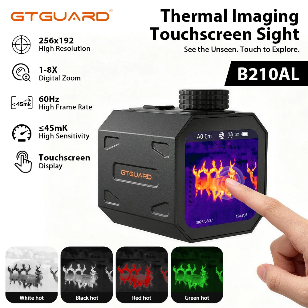 Touchscreen Thermal Imaging Sight 14.2MM Lenses Infrared Tactical Night Vision Device 256*192 Multispectral Fusion Hunting Scope