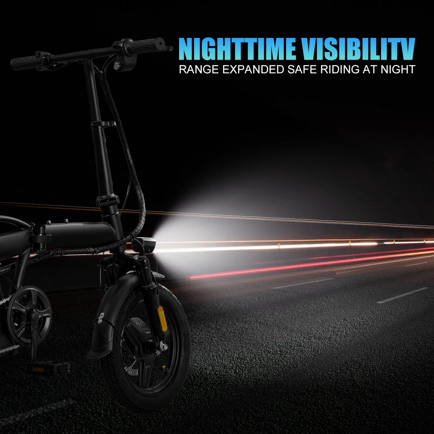 HEZZO T5 14Inch Folding Electric Bike for Adult Commuters 48V 350W 20MPH 18-22 Miles Range Disc Brake Lightweight E-bike