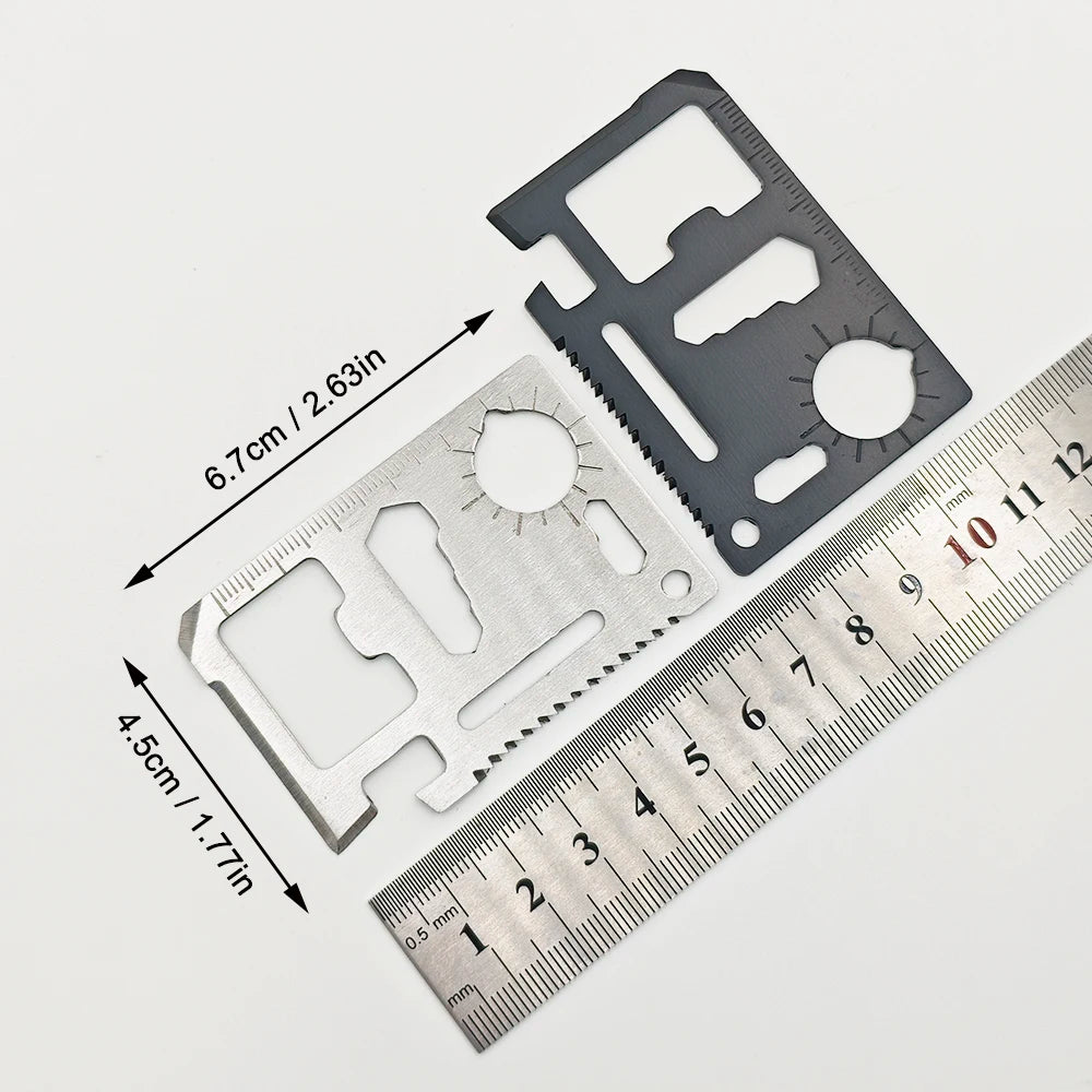 Stainless Steel EDC Pocket Tool Credit Card, 11-in-1 Portable Outdoor Camping Survival Multi-Tool Tourism Equipment hunting tool
