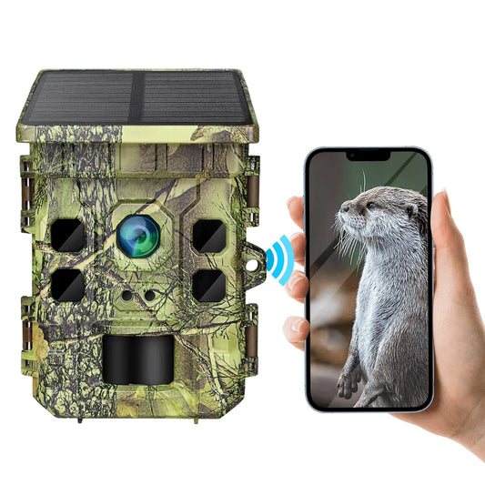 365 Days Solar-Powered Mini Trail Camera Waterproof WIFI APP Wildlife Hunting Camera for Farm Home Safety