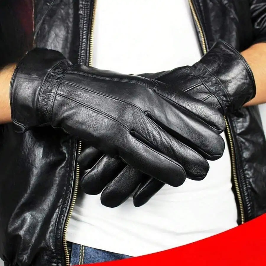 Winter Cycling & Skiing Sheepskin Thermal Gloves, Touch‑Screen Compatible, Windproof And Rainproof, Genuine Leather, Soft Textur