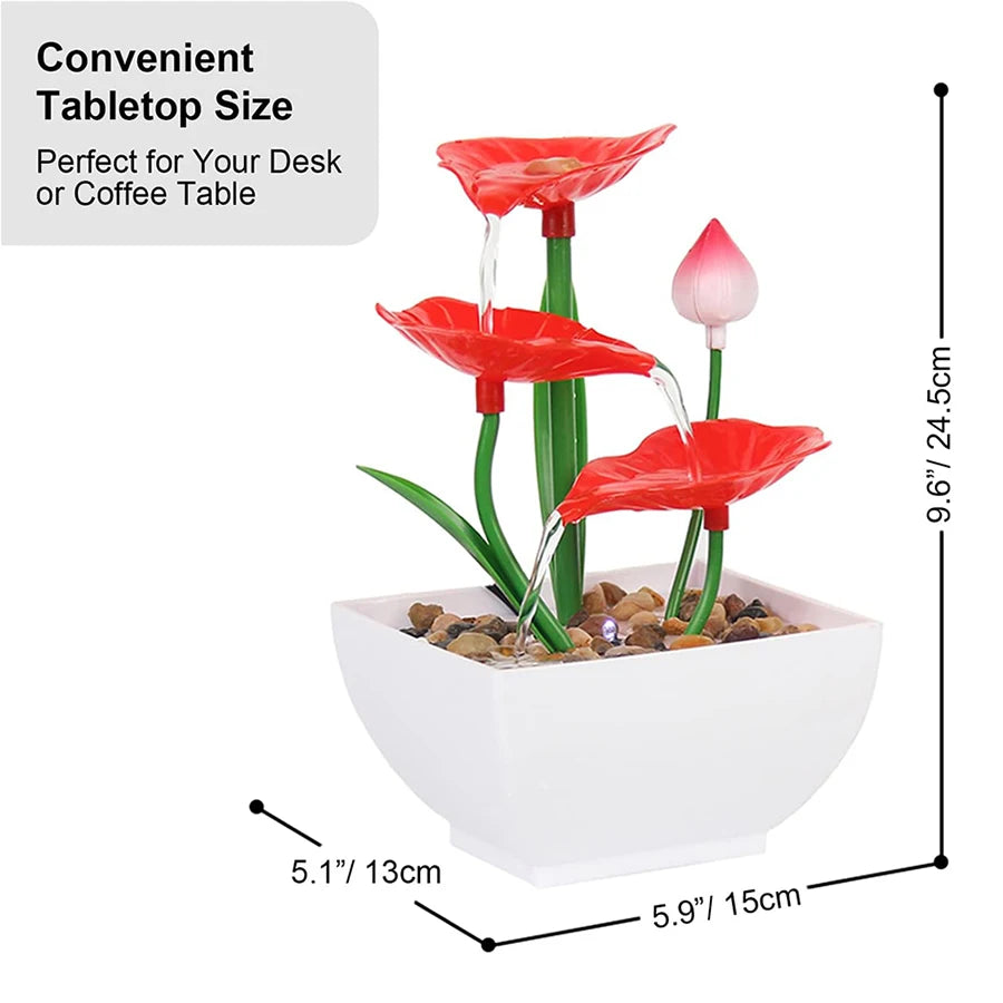Mini Zen Tabletop Fountain - Relaxing LED Waterfall for Office Desk, Yoga Room & Feng Shui Decor