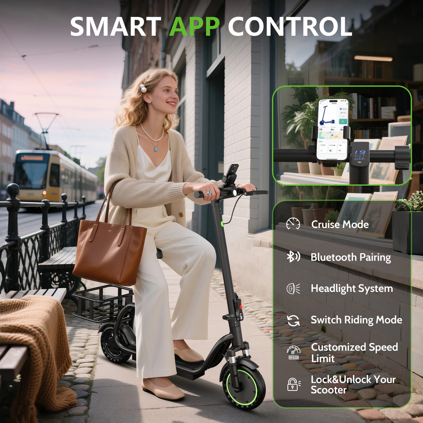 Maxshot 8.5'' Electric Scooter with Seat & basket,350W Motor, Top Speed 19mph, Max 17/25 Miles Ranges, Foldable E-Scooter with Suspension &Adult, Digital Display, Cruise Control
