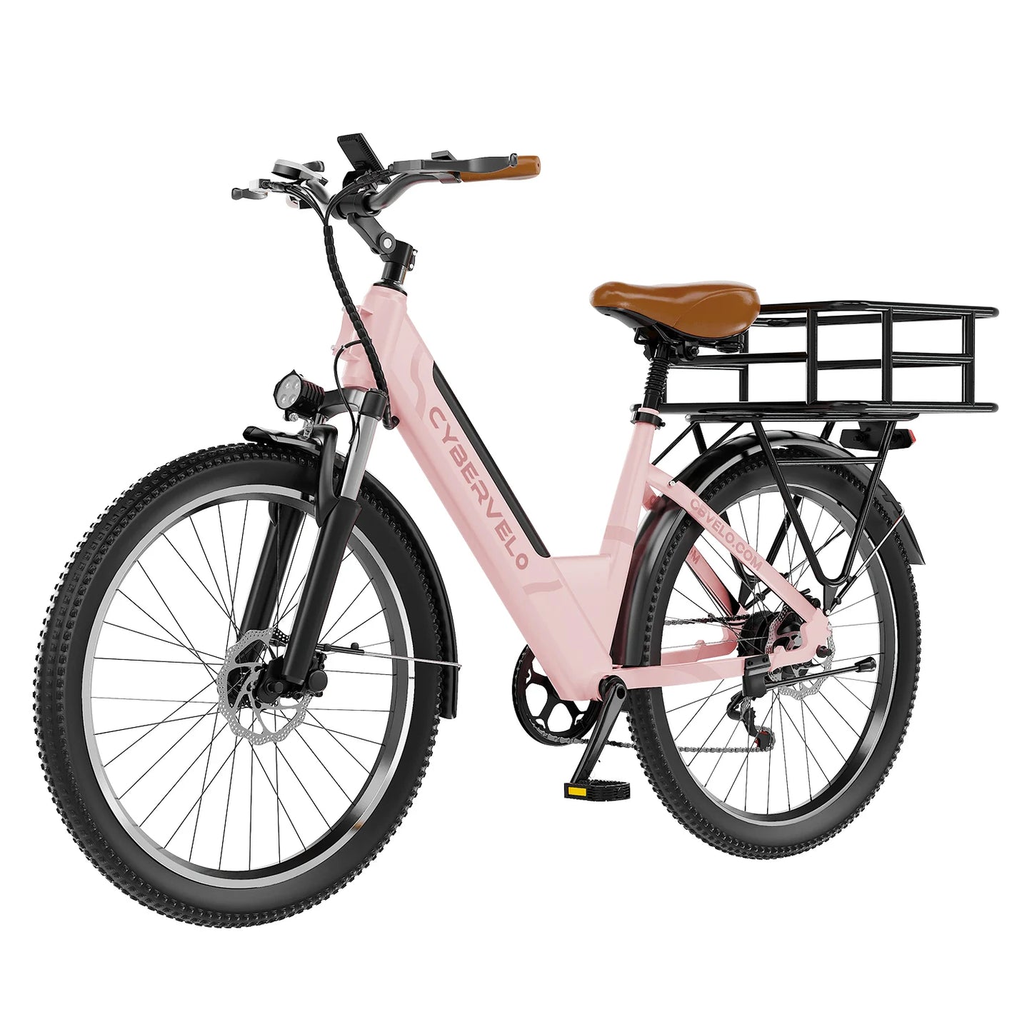 Cybervelo Urban Commute E-Bike, 48V 1000W Peak Motor, Detachable Battery 7-Speed shift Electric Bike, 26“ Step-Thru adults EK2
