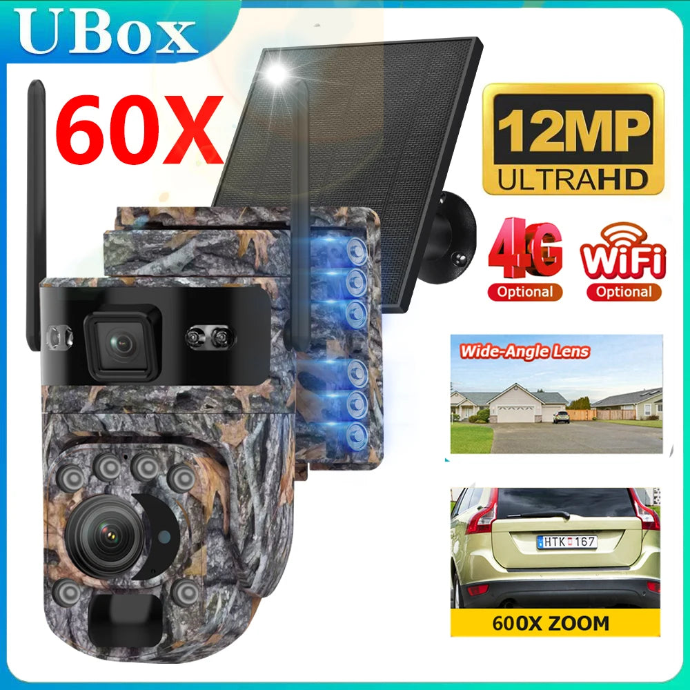 INQMEGA 12MP Solar Camera With 60X Optical Zoom Outdoor PTZ