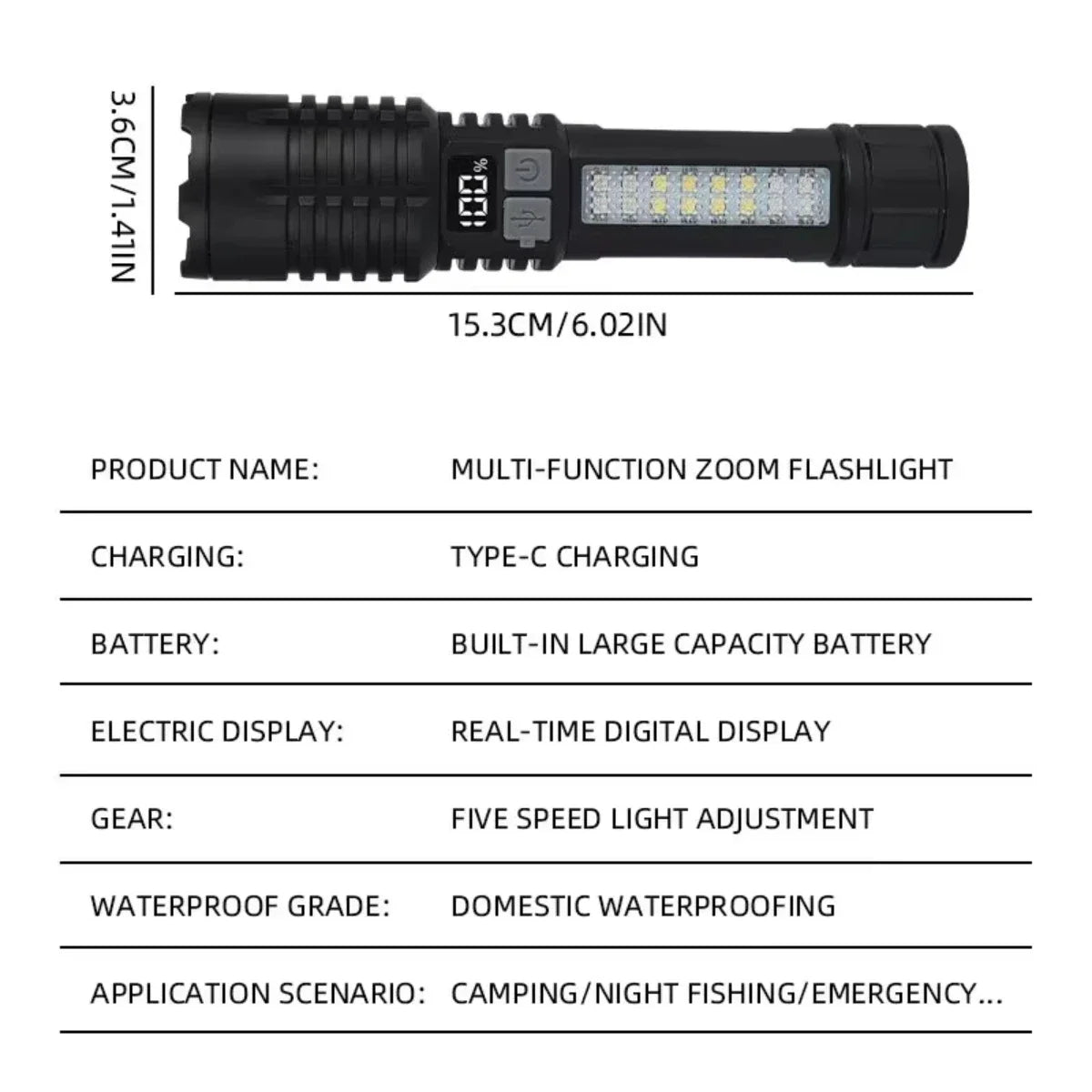 Skywolfeye Rechargeable LED Flashlight For Outdoor Camping And Emergency Use