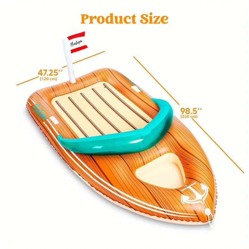JOYFY Giant Boat Pool Float with Cooler Inflatable Boat Funny Pool Floats Raft summer Swimming Pool for Kids Adults Party Packs