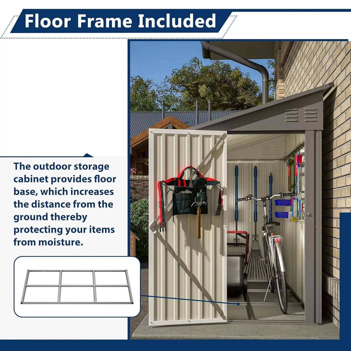 Metal Lean-To Storage Shed Outdoor Garden Cabinet