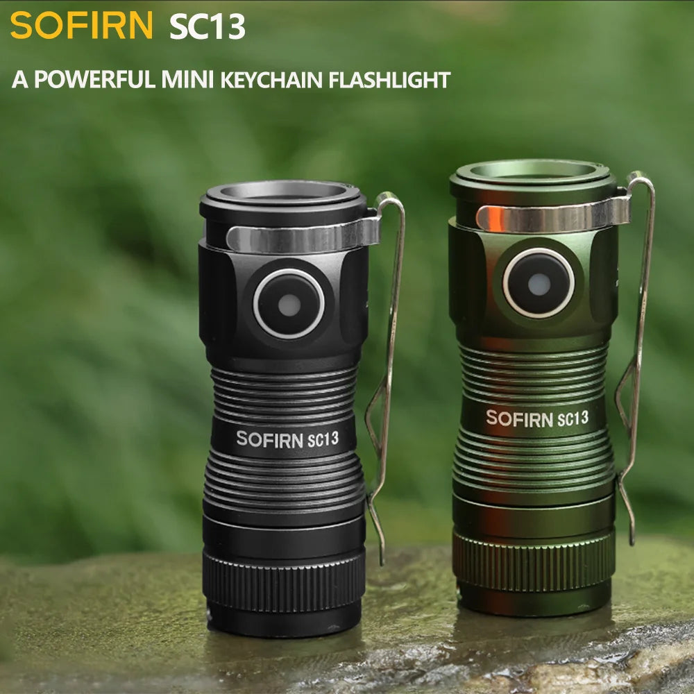 SOFIRN SC13 EDC Flashlight 1300lm USB-C Rechargeable 18350 IP68 Waterproof Mini Keychain Light 519A SST40 LED Magnetic