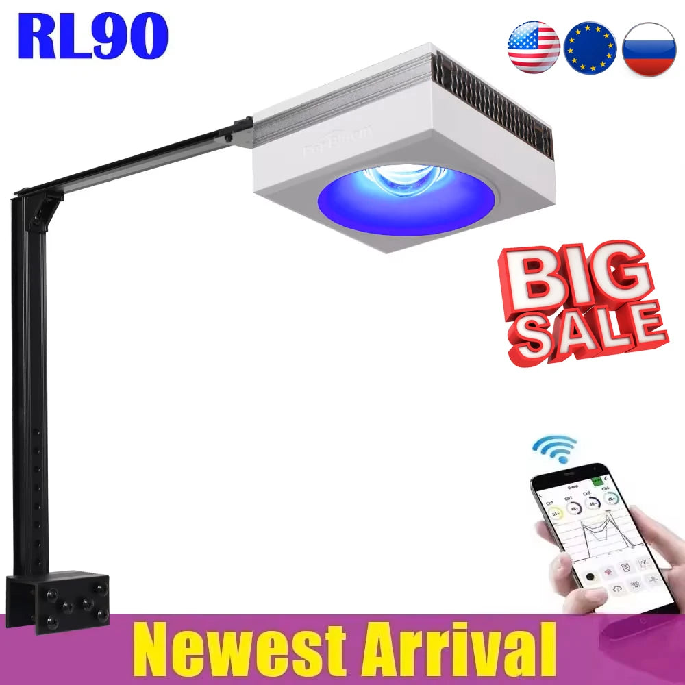 PopBloom-Marine Aquarium Light 60W/100W, Reef Aquarium LED Lamp for 30-70cm Reef Coral SPS LPS Saltwater Tank