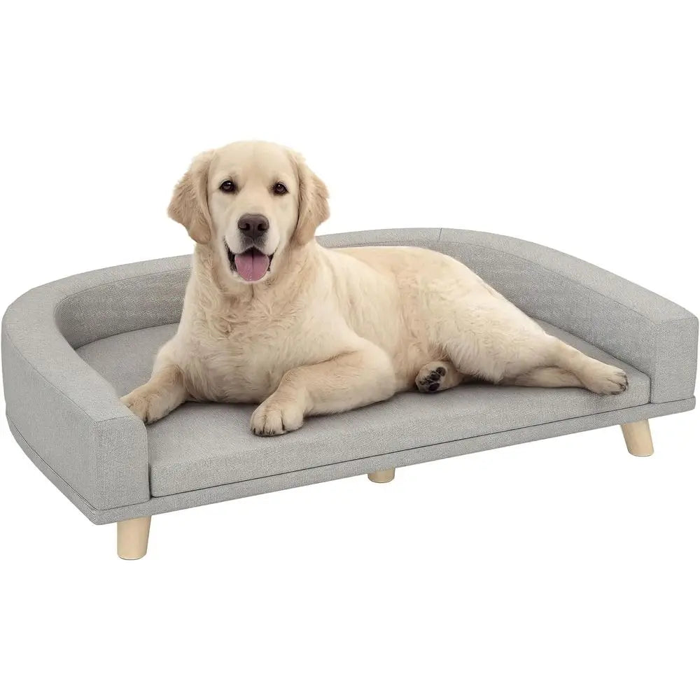 Luxury Washable Pet Sofa With Wooden Legs For Large Dogs