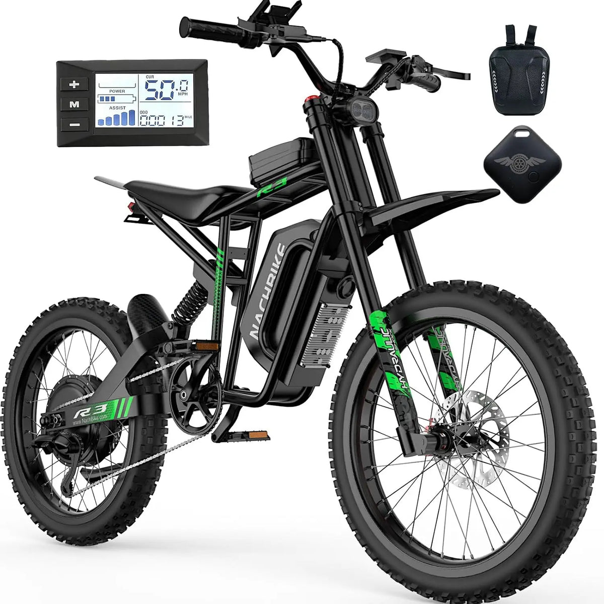 R3 50MPH Electric Dirt Bike 60V25Ah 1200Wh Battery 6000W Electric Bike Max 50Miles Ebike 19" Motorcycle Dual Hydraulic Brake